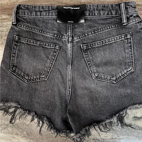 ALEXANDER WANG BITE SHORT “Grey Aged”Super Frayed Raw Hem, Made in the USA